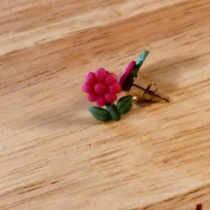 Handmade Pink Flower Earrings
